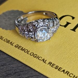 1 CT Moissanite Set In 14k White Gold Filled Band